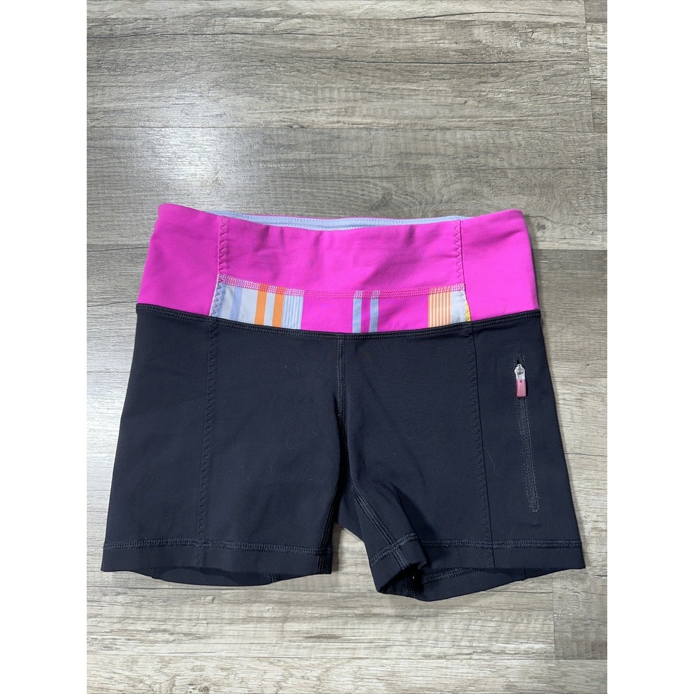 Lululemon Run: Fast Track Short Size 2‎ Black / Groovy Nylon Lycra Spandex